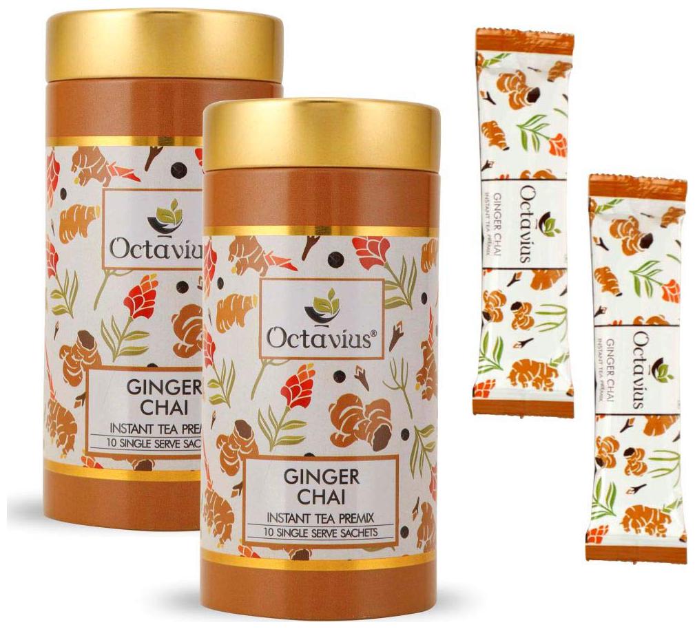 

Octavius Ginger Chai Ready Tea - 10 Sachets in Premium Tin Pack (Pack of 2)