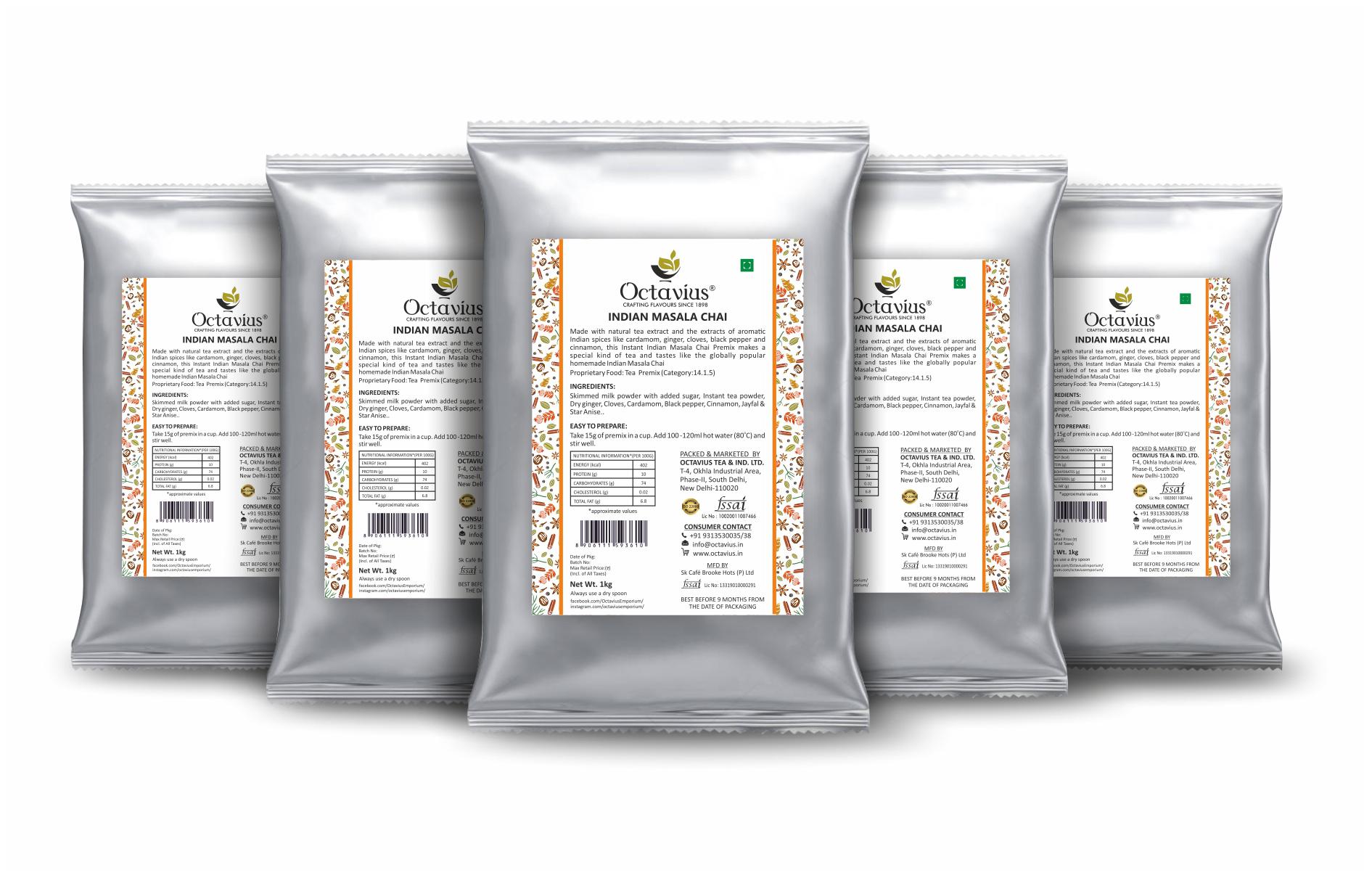 

Octavius Indian Masala Ready Tea Vending Machine Pack - 1 Kg Pouch (Pack of 5)