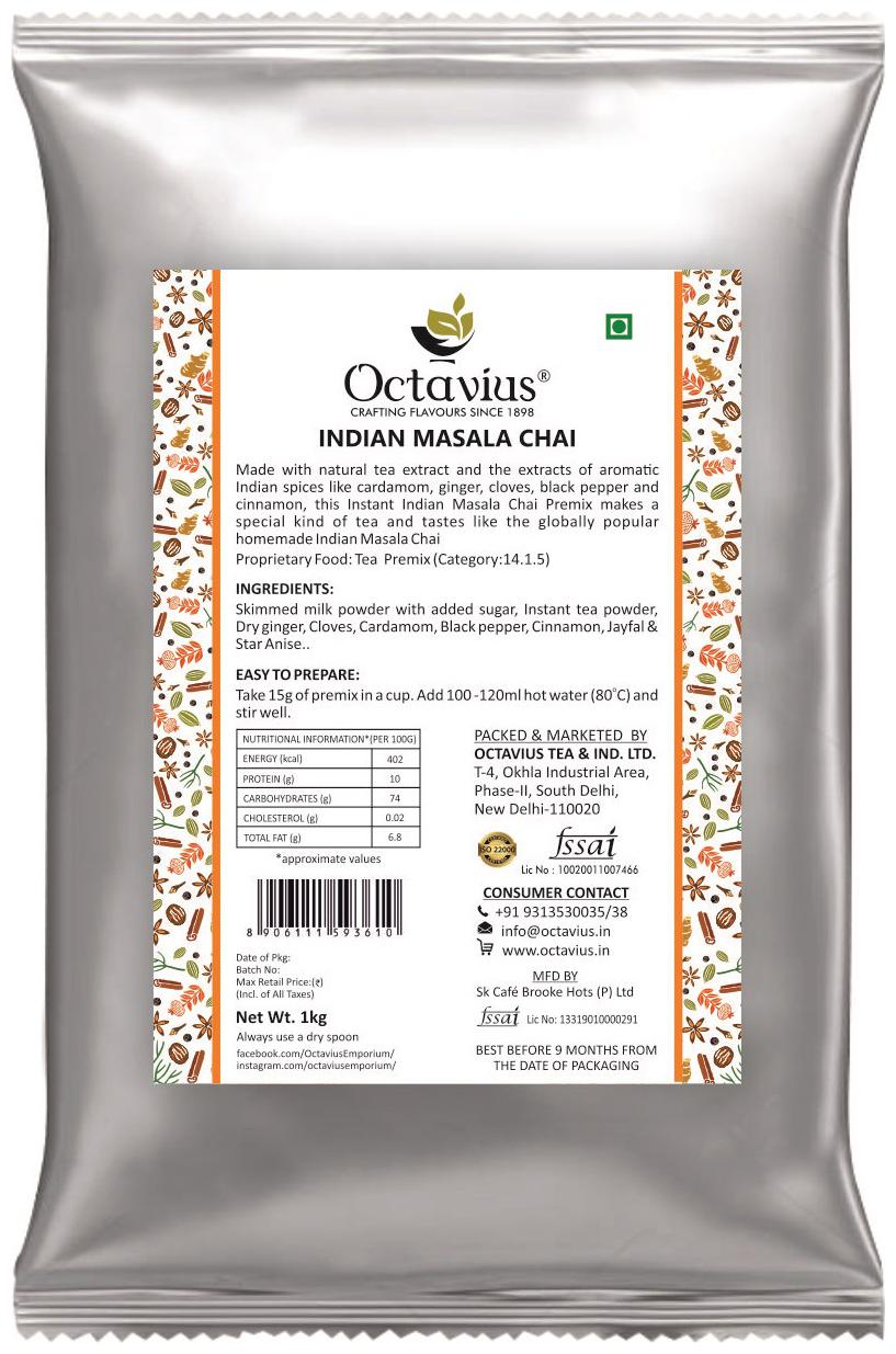 

Octavius Indian Masala Ready Tea Vending Machine Pack - 1 Kg Pouch (Pack of 1)