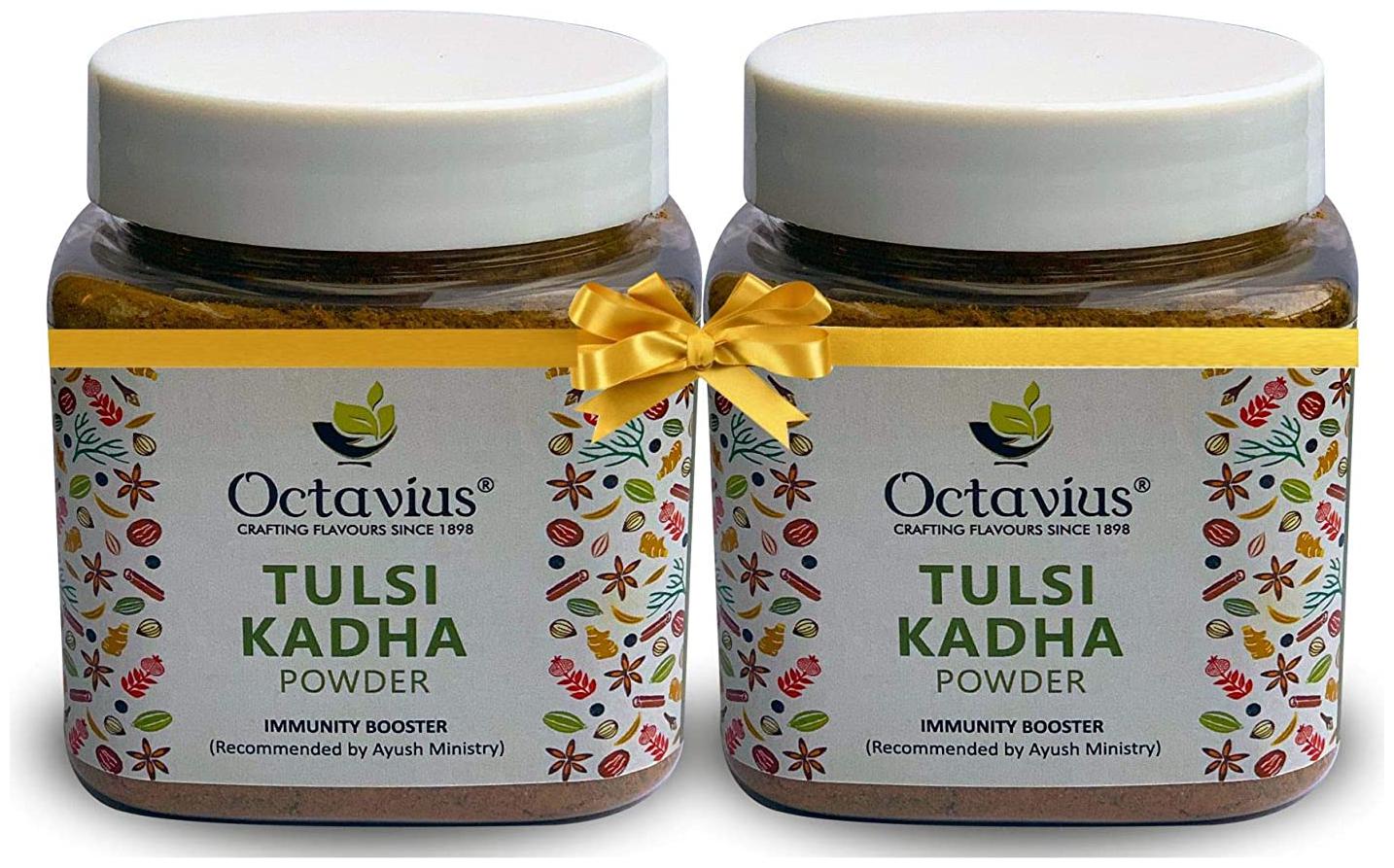 

Octavius Tulsi Kadha Powder Traditional Indian Decoction Ayurvedic Immunity Booster Best Remedy for Sore Throat Cold Cough 150 g (Pack of 2)
