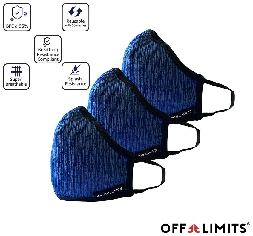 

Off Limits Zoom Shield 360 Soft Poly Fabric Face Mask Blue Pack of 3