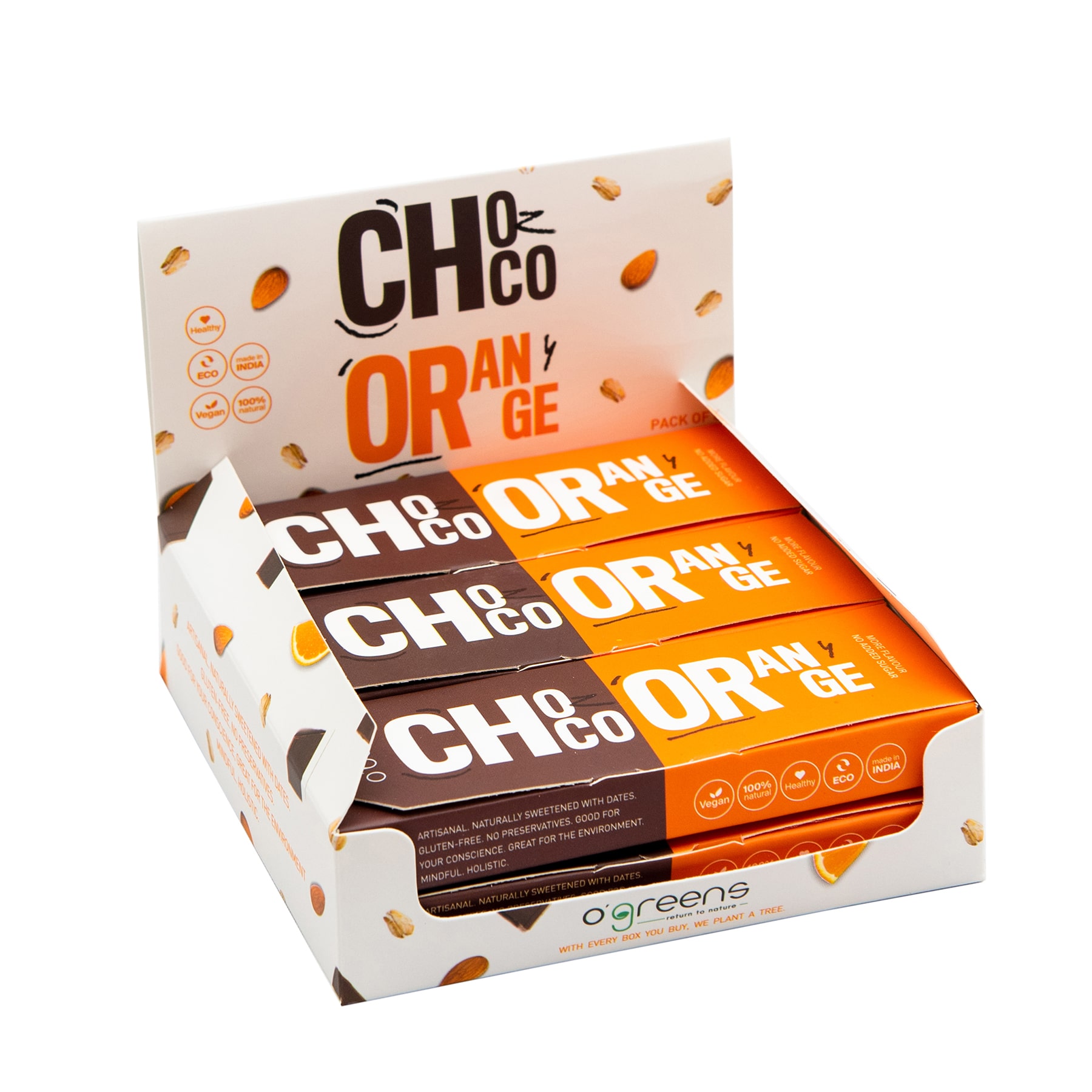 

O Greens Sugar Free and Glutten Free - Chocolate Orange Energy Protein Bars (50g) (12 Pcs)