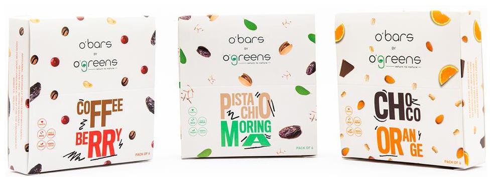 

O Greens Sugar Free and Glutten Free - Pistachio Moringa Chocolate late Orange Coffee Berry Energy Protein Bars (50g) (6 Pcs)