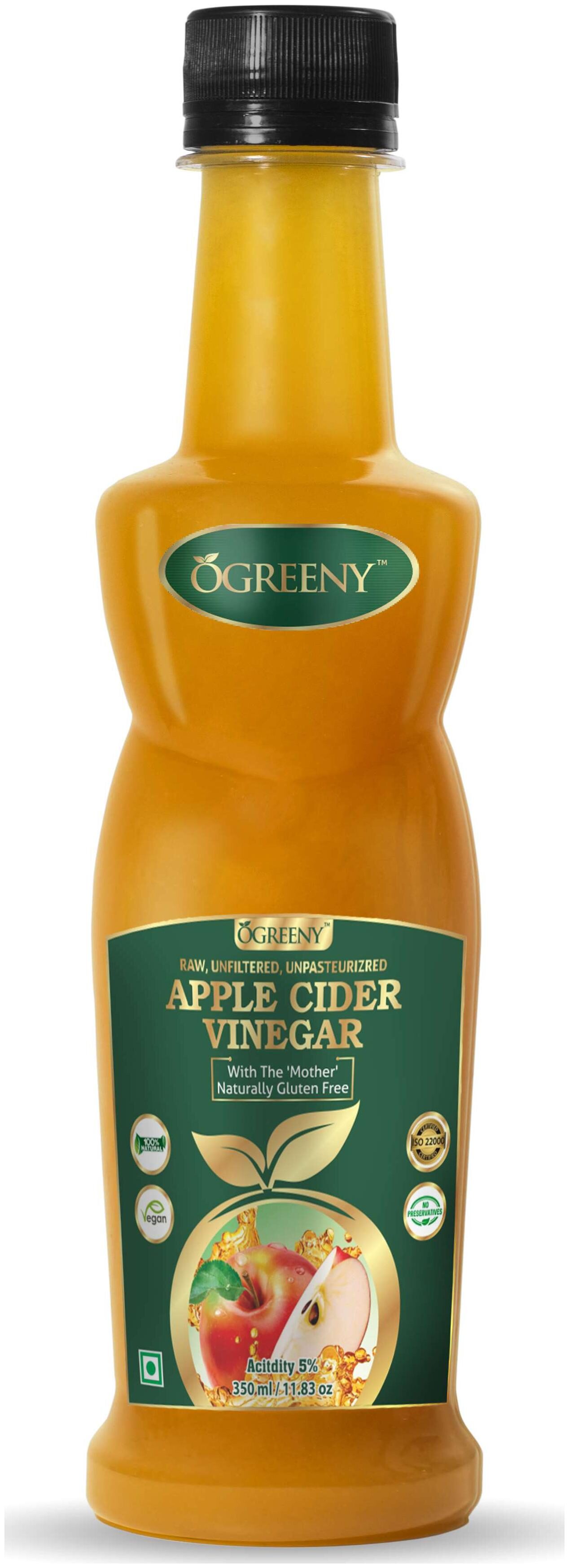 

Ogreeny Apple Cider Vinegar 350 ml - With Mother Vinegar Raw Unfiltered Undiluted