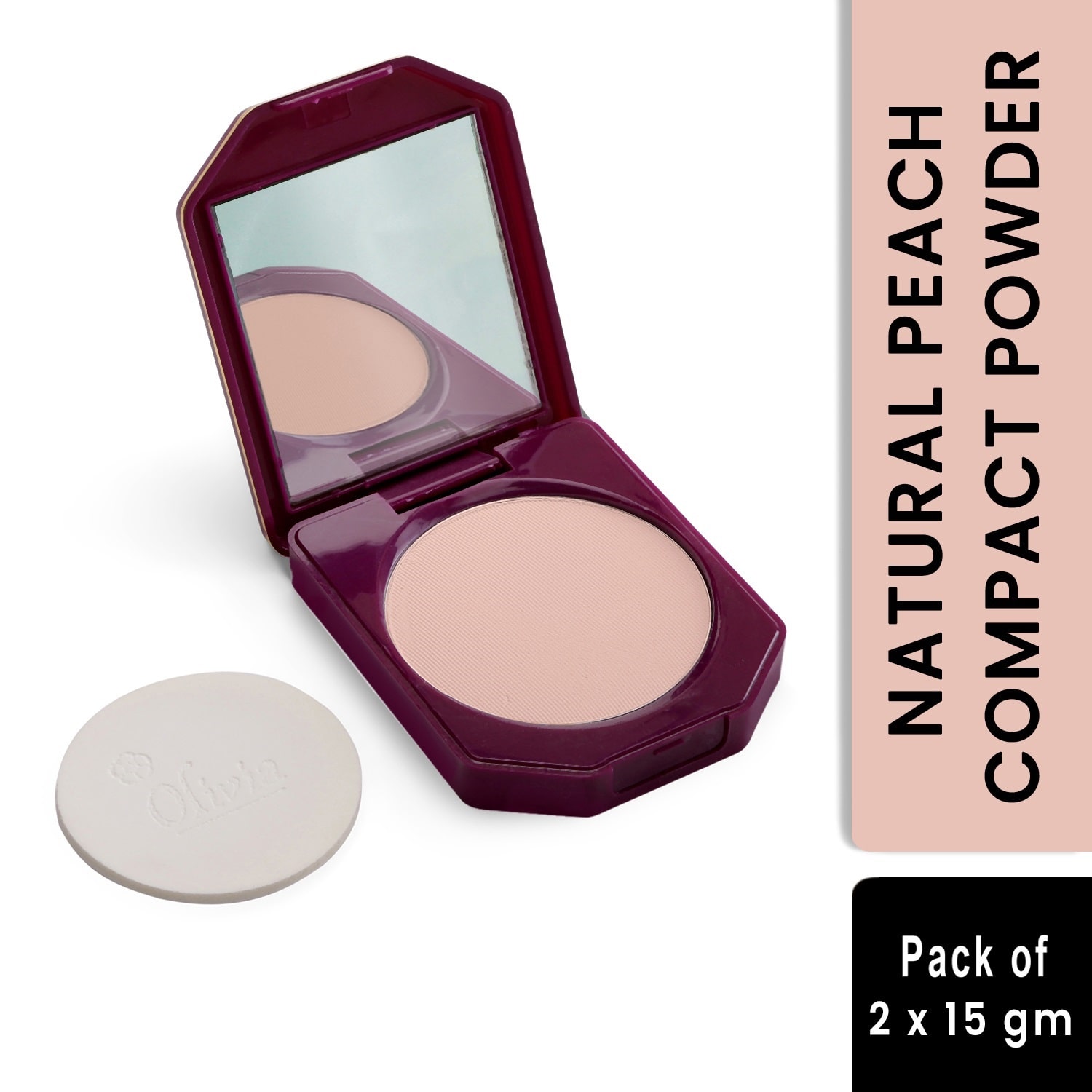 

Olivia 100 Oil Free Compact Powder Natural Peach 15g Shade No 3 - Pack of 2