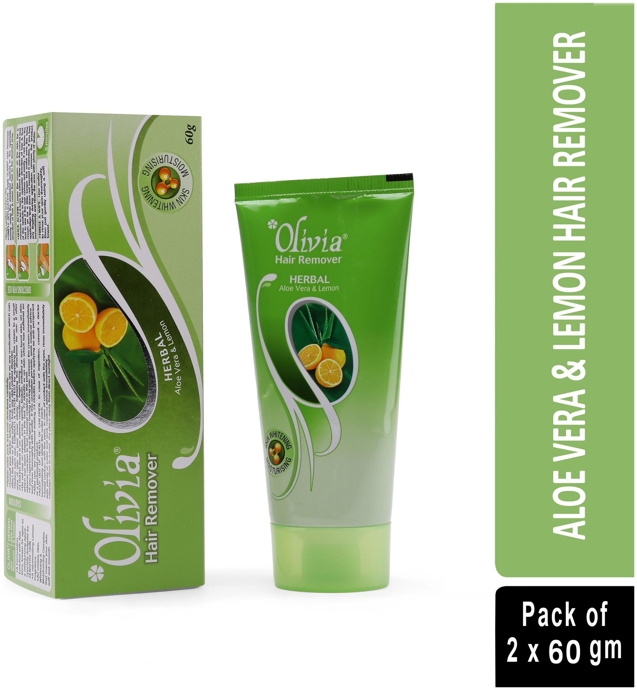 

Olivia Herbal Hair Remover Cream With Aloe Vera Lemon 60g - Pack of 2