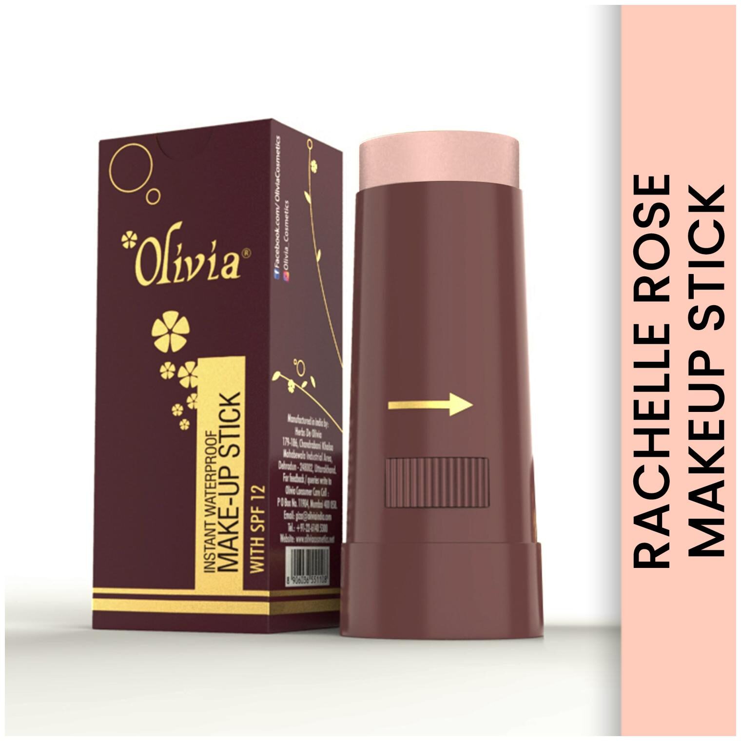 

Olivia Instant Waterproof Makeup Stick Concealer Rachelle Rose 15g Shade No 2 (SPF 12)