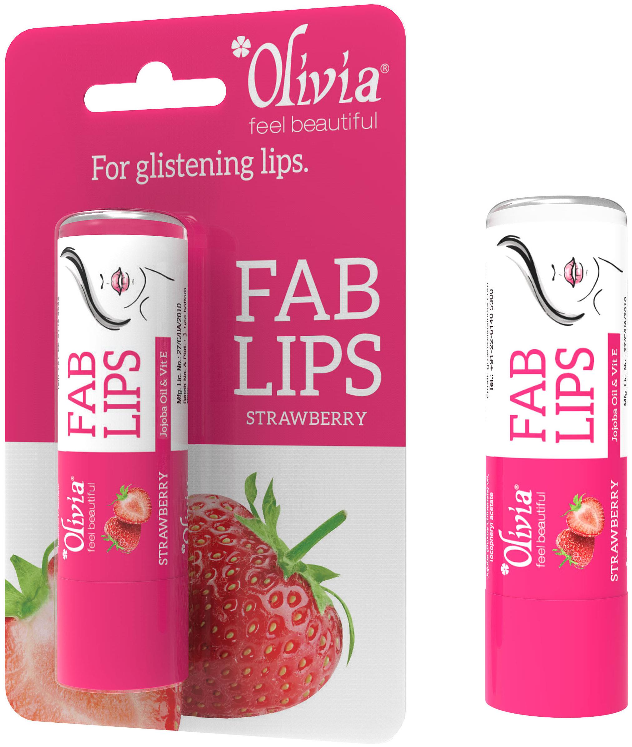 

Olivia Strawberry Fab Lip Balm Jojoba Oil Vitamin-E for Glistening Lips 4 3g