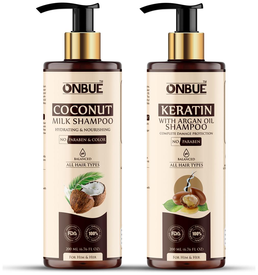 

Onbue Coconut Milk Shampoo Keratin with Argan Oil Shampoo for Complete Damage Hair Protection 200 ml Each