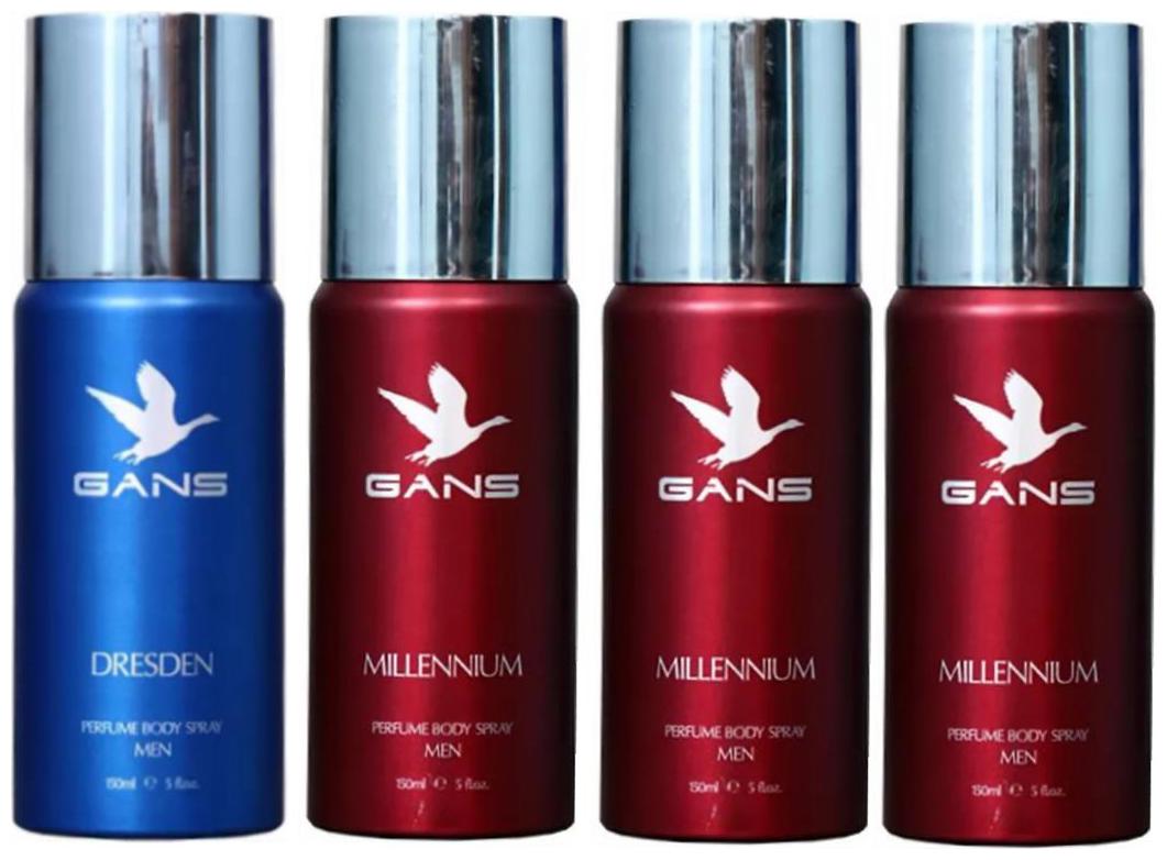 

One DRESDEN Three MILLENNIUM Perfume Body Spray for Men (Pack of 4)