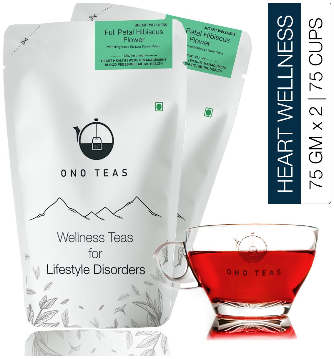 

Ono Teas Full Petal Hibiscus Tea 75 g each - Pack of 2