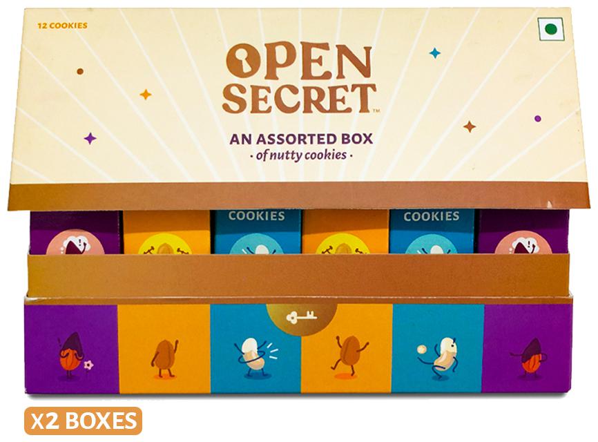 

Open Secret Nutty Cookies Assorted Gift Pack (12 cookies per box)-150g(Pack of 2)