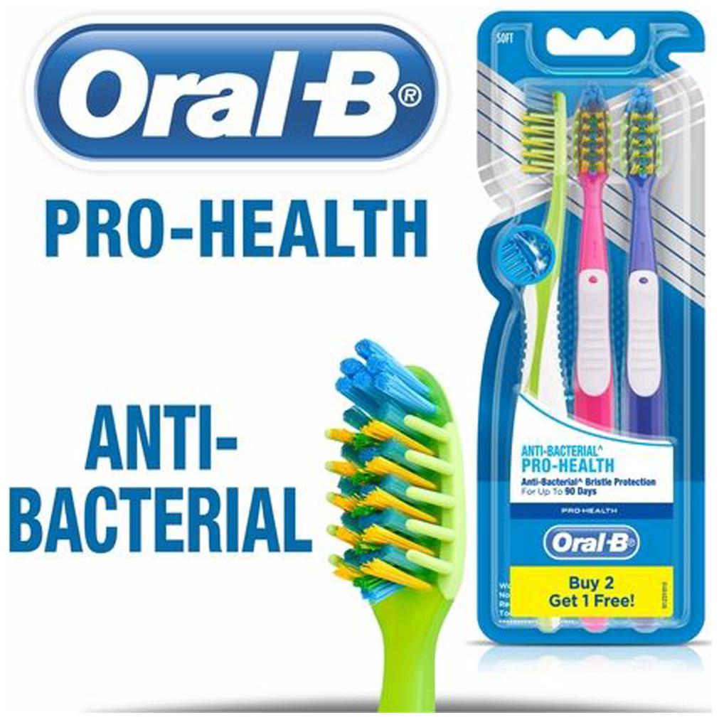 

Oral-B Toothbrush Pro-Health Anti-Bacterial Soft 3pc Buy to get 1 free