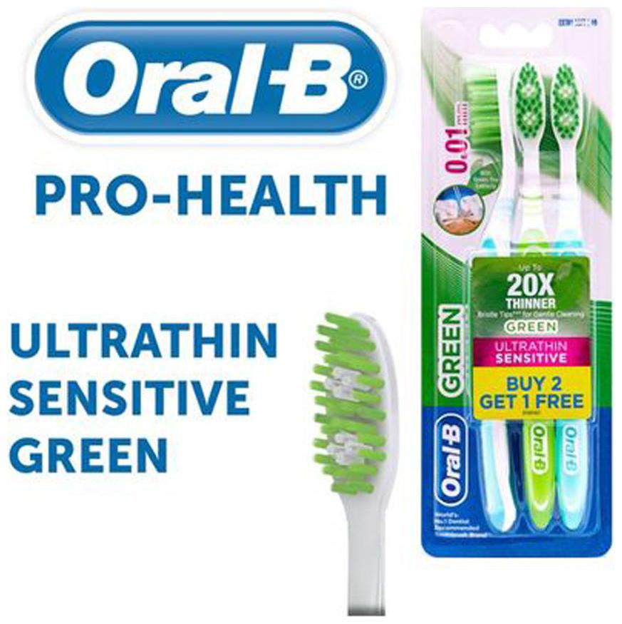 

Oral-B Ultrathin Sensitive Toothbrush Green Pack of 1 (3 pc ) buy 2 get 1 free