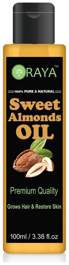 

ORAYA 100 Pure Organic Cold Pressed Sweet Almond Oil for Hair Skin 100 ml