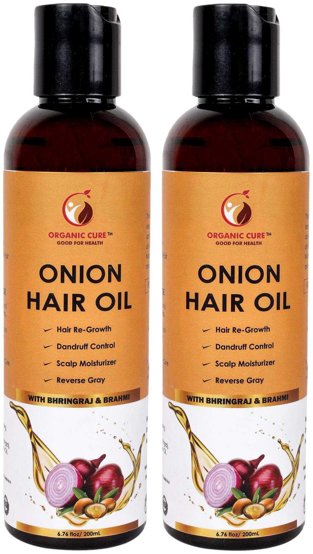 

Organic Cure Onion Hair Oil Hair Regrowth Oil Anti Hair Fall Solution-200ml Pack of 2