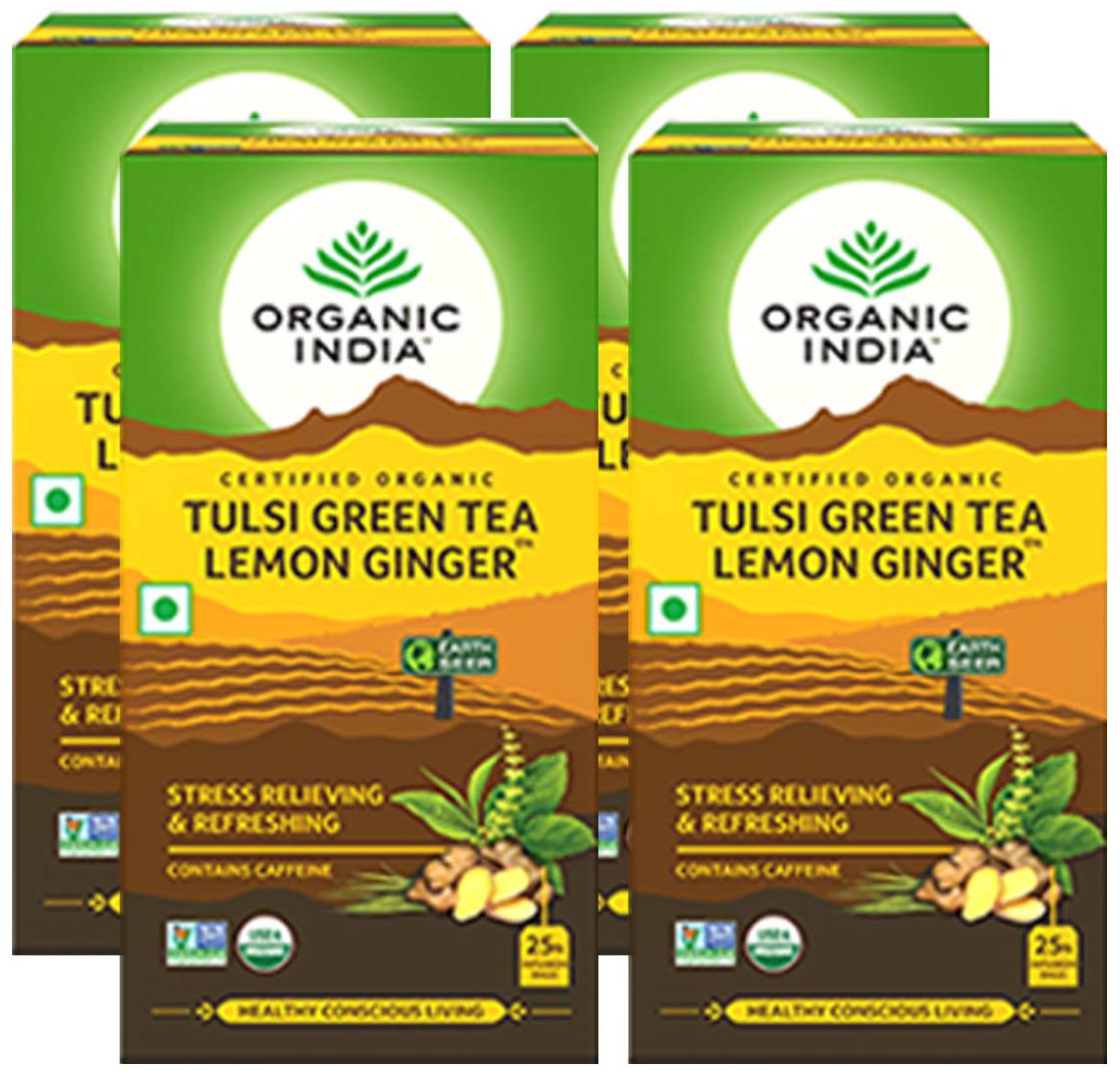 

Organic India Tulsi Green Tea Lemon Ginger 25 Teabags (Pack of 4)
