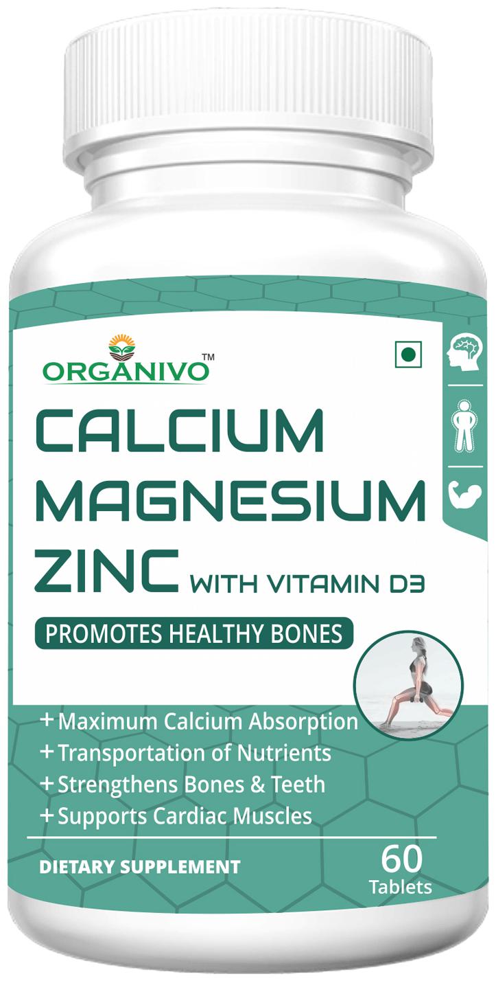 

Organivo Calcium Magnesium Zinc Vitamin D3 Supplement 60 Tablets (Pack of 1)