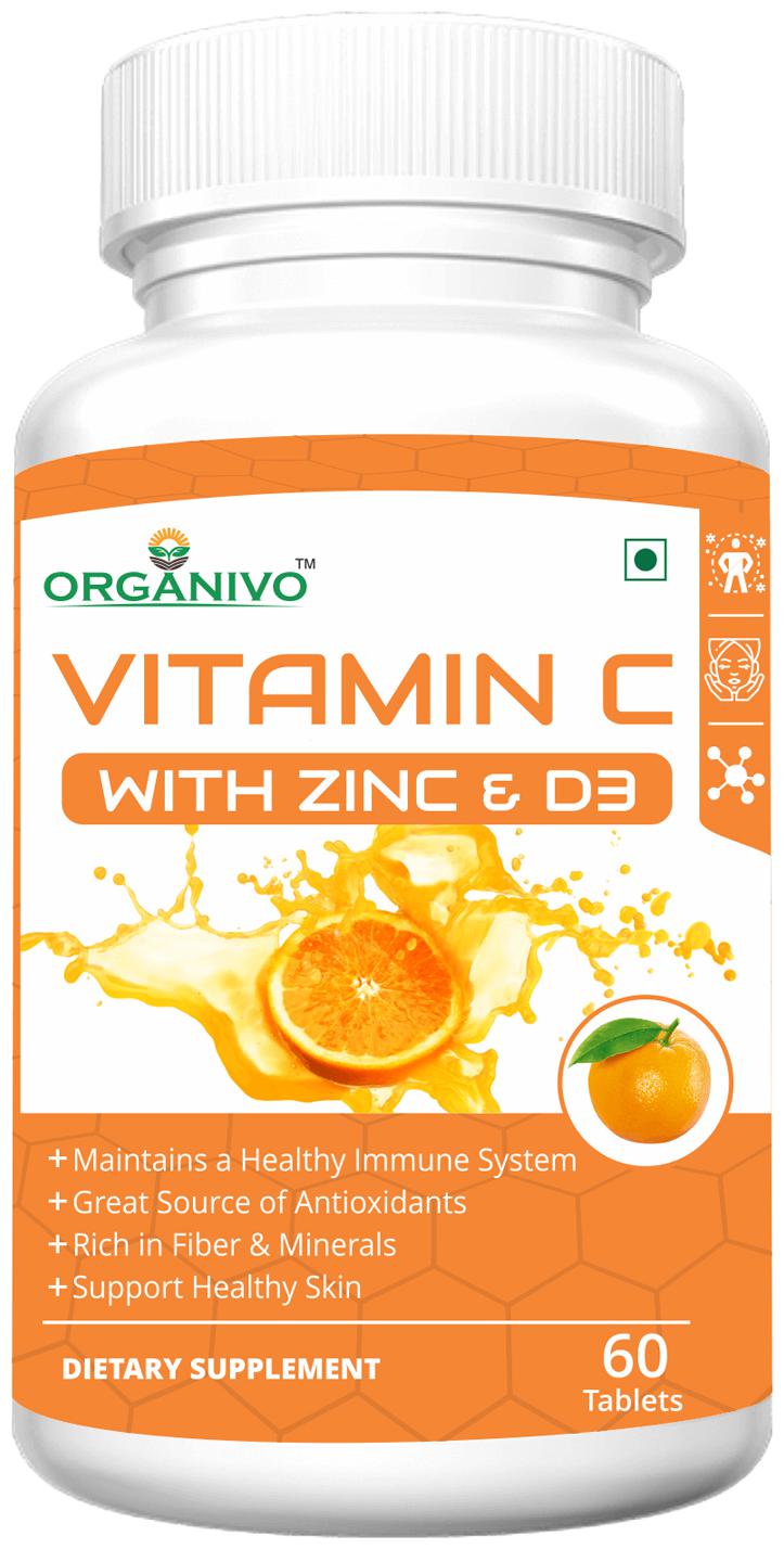 

Organivo Vitamin C with Zinc Vitamin D3 60 Tablets (Pack of 1)