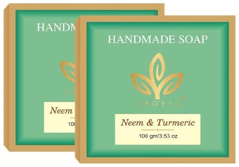

ORGERA Handmade Sulfate Free Butter Soap Neem and Turmeric 100 g (Pack of 2)
