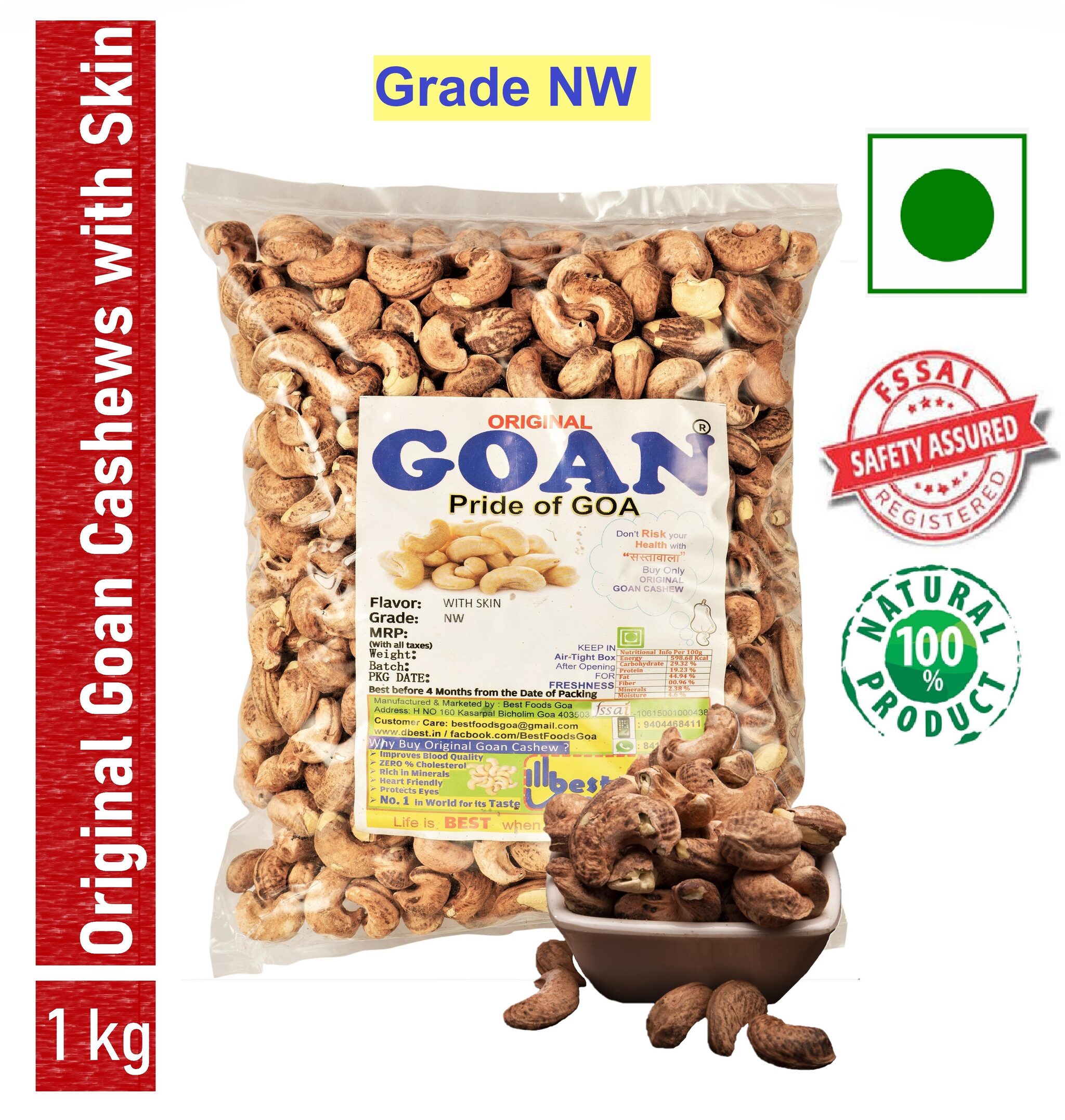

Original Goan Cashews with skin 1kg