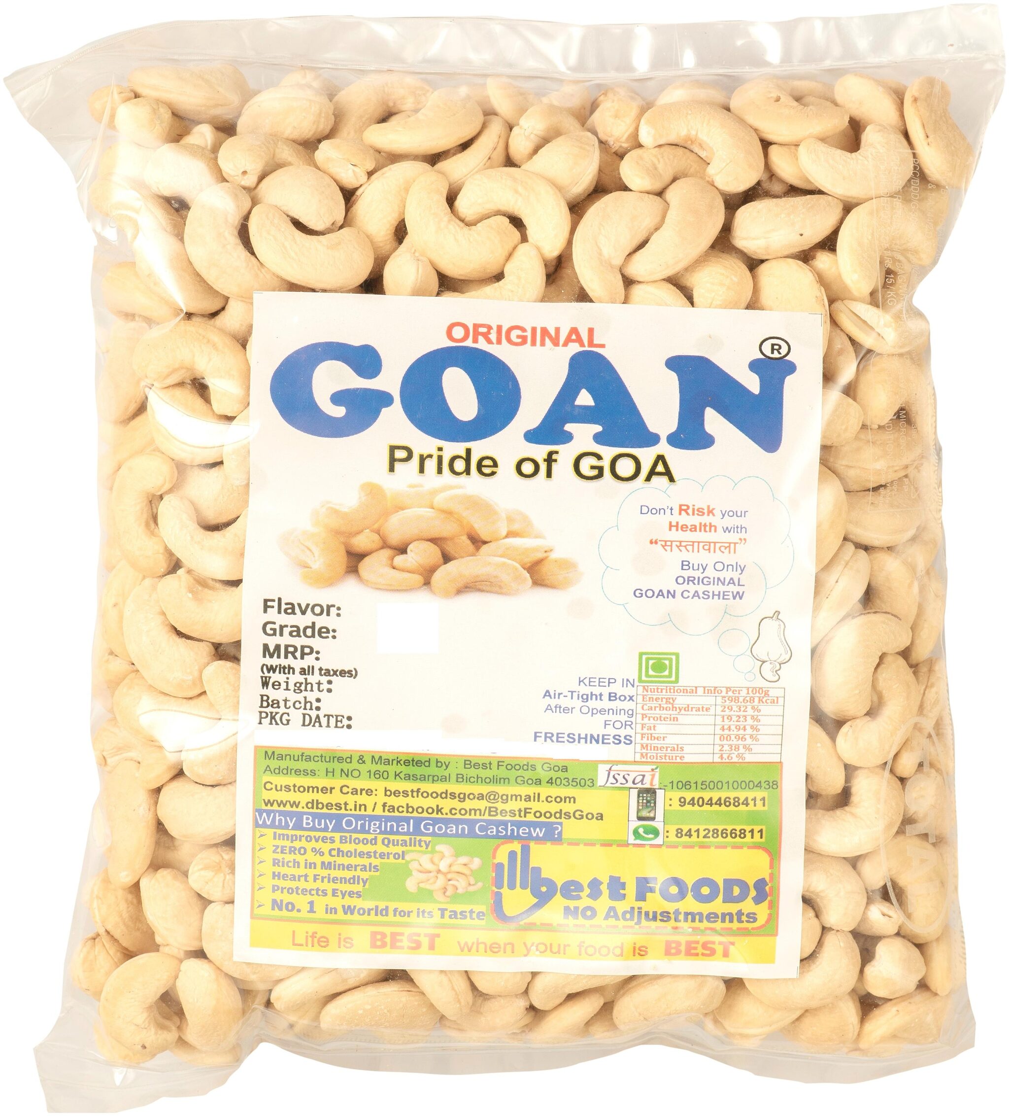 

Original Goan Big Size Cashews 500g Pack of 1