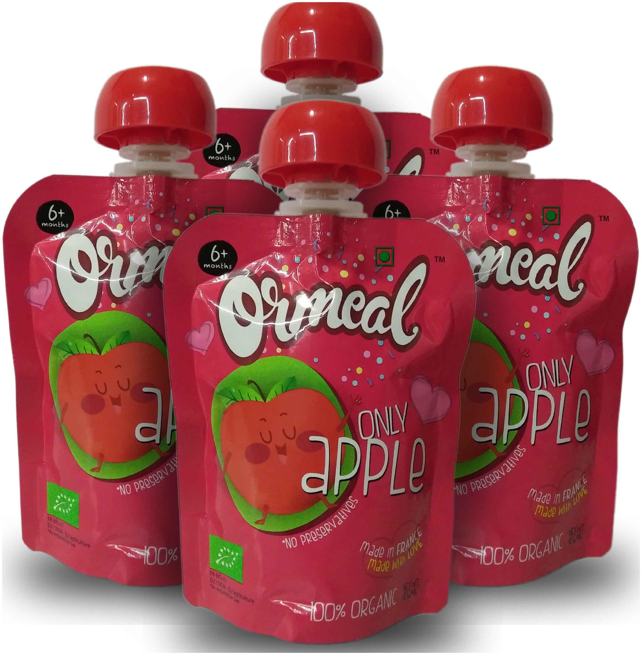 

Ormeal Only Apple Organic Fruit Puree (Pack of 4)