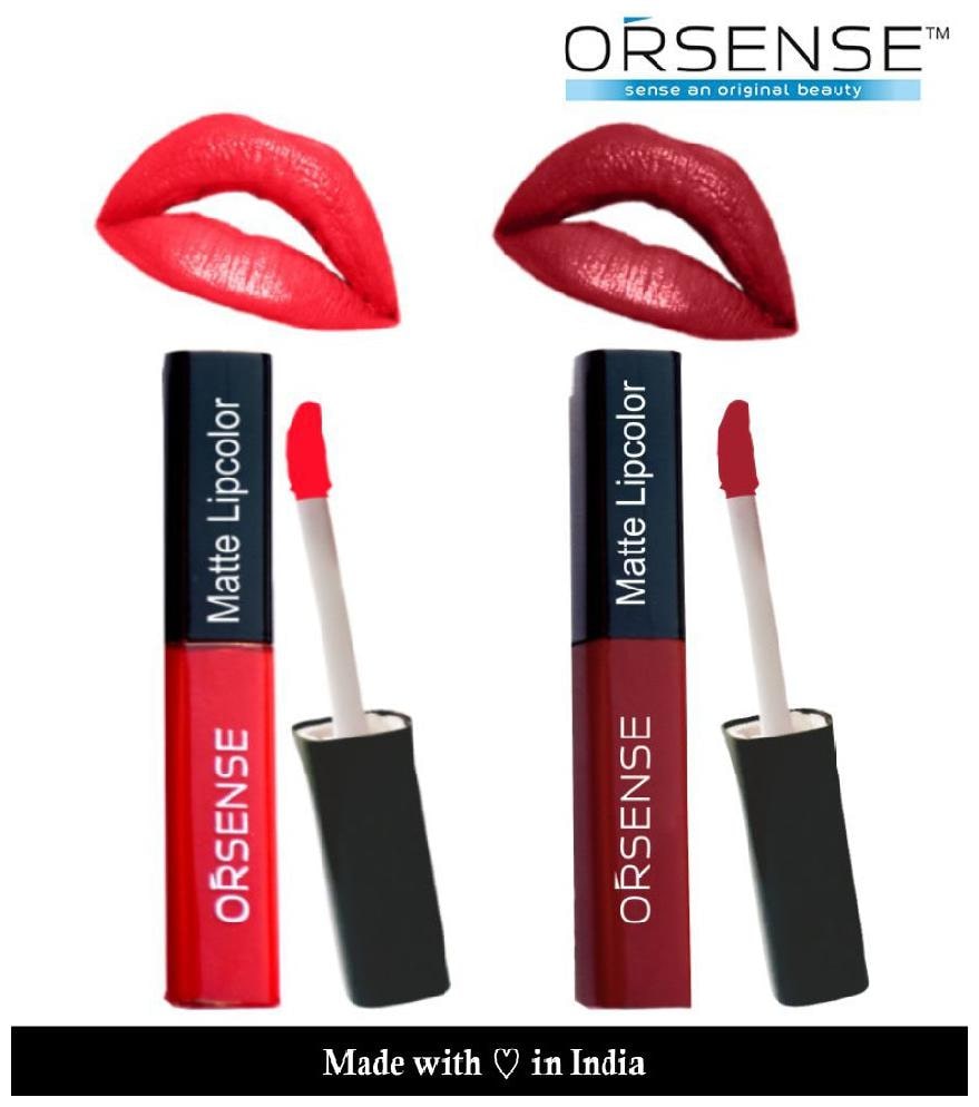 

Orsense Liquid Lip Color (Poppey Red-4ml Ruby Red-4ml) (Pack Of2)