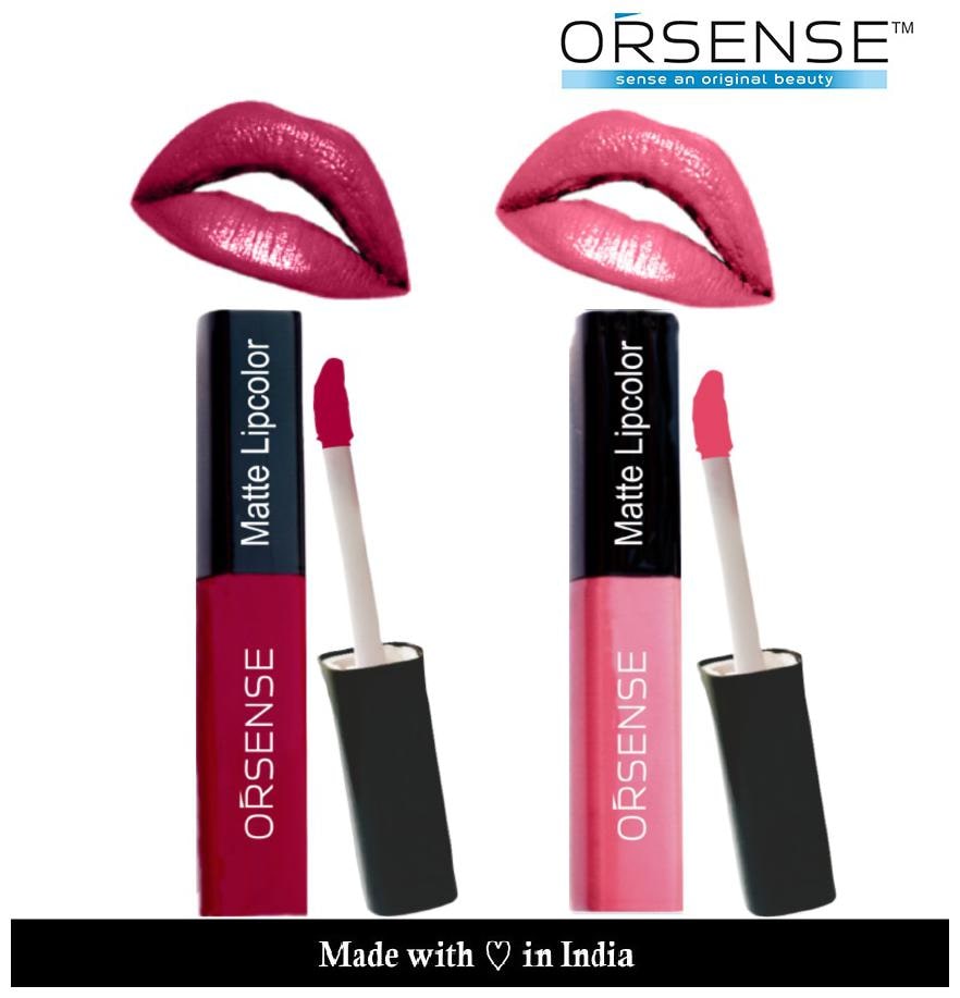 

Orsense Liquid Lip Color (Blood Red-4ml Baby Pink Nude Pink-4ml) (Pack Of2)