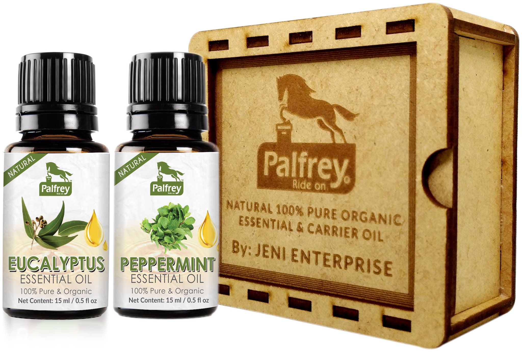 

Palfrey 100 Pure Natural Organic Eucalyptus Essential Oil (15 ml) Peppermint Essential Oil (15 ml)