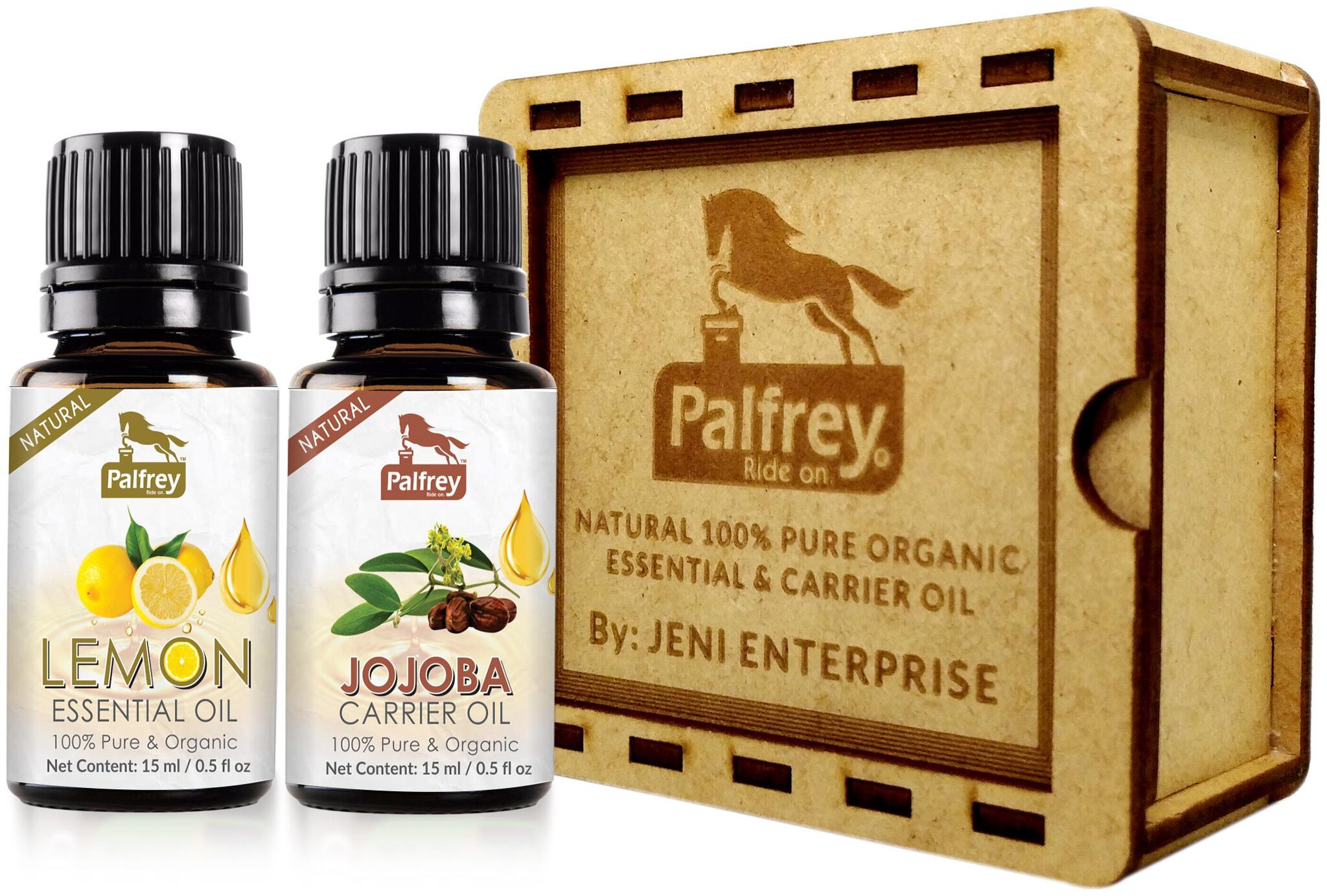 

Palfrey 100 Pure Natural Organic Lemon Essential Oil (15 ml) Jojoba Carrier Oil (15 ml)