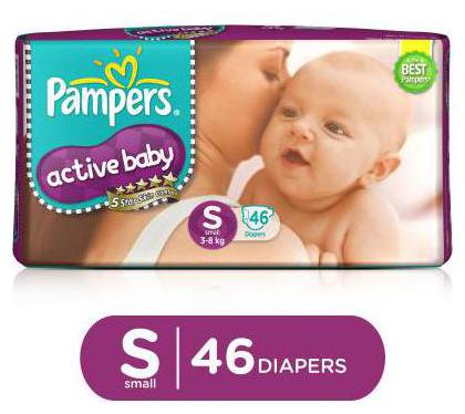 

Pampers Active Baby Diapers - Small (3-8 kg) 46 pcs
