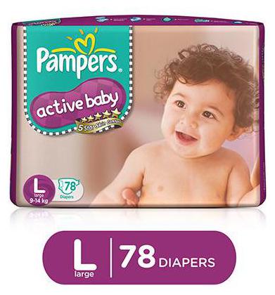 

Pampers Active Baby Diapers - Large (9-14 kg) 78 pcs