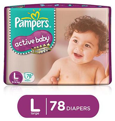 

Pampers Active Baby Diapers - Large (9-14 kg) 78 pcs