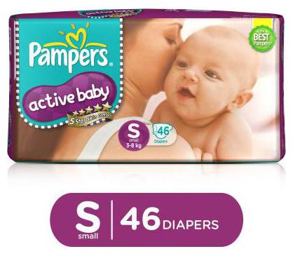 

Pampers Active Baby Diapers - Small (3-8 kg) 46 pcs
