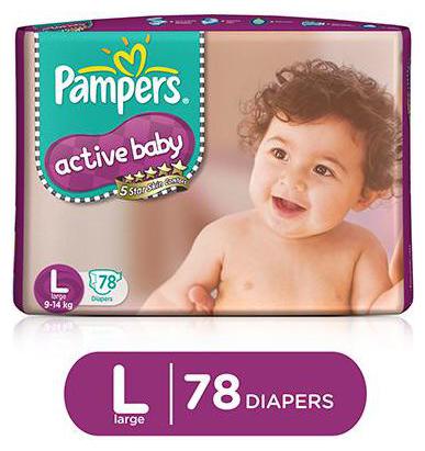 

Pampers Active Baby Diapers - Large (9-14 kg) 78 pcs