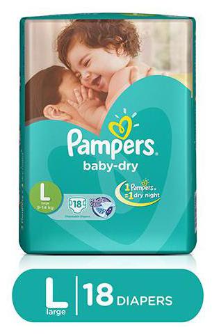 

Pampers Baby Dry Diapers - Large 18 pcs