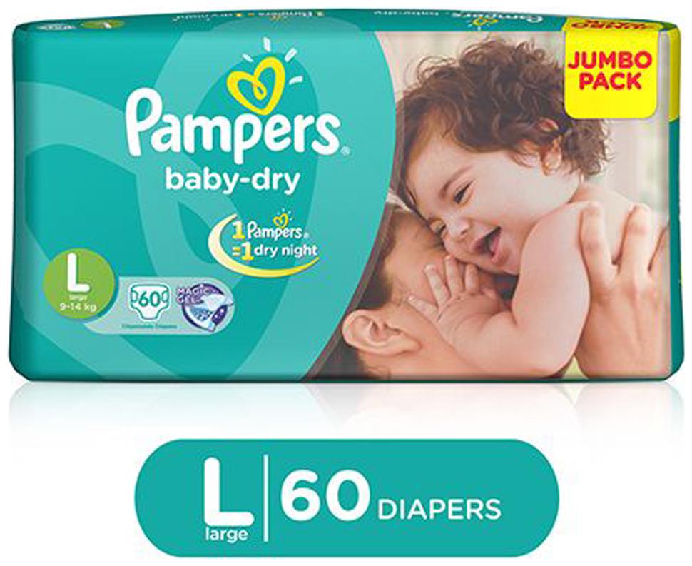 

Pampers Baby Dry Diapers Large (9 14 kg) 60 pcs