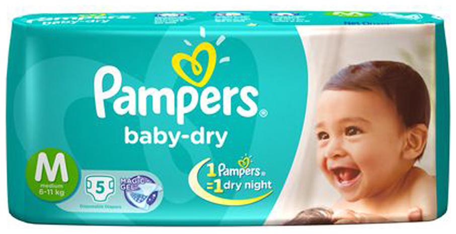 

Pampers Baby Dry Diapers Medium (6-11 kgs) 5 pcs