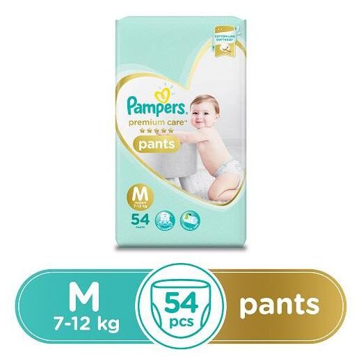 

Pampers Diapers Pants - Medium Size Premium Care 54 pcs