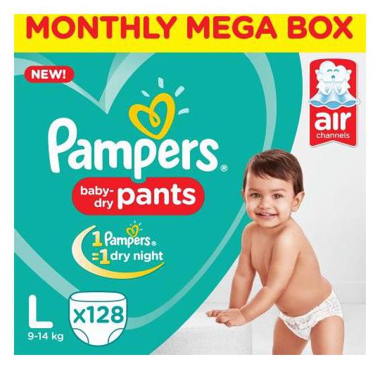 

Pampers Diapers Pants - Large Size Monthly Box Pack New 128 s pack
