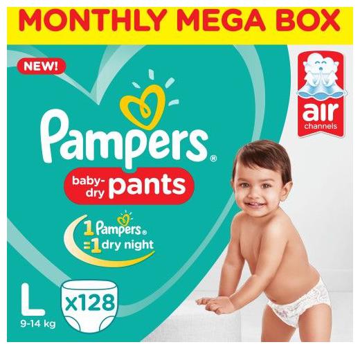 

Pampers Diapers Pants - Large Size Monthly Box Pack New 128 s pack