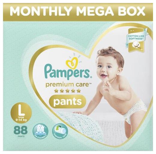 

Pampers Monthly Box Pack - Diapers Pants Large Size Premium Care 88 pcs