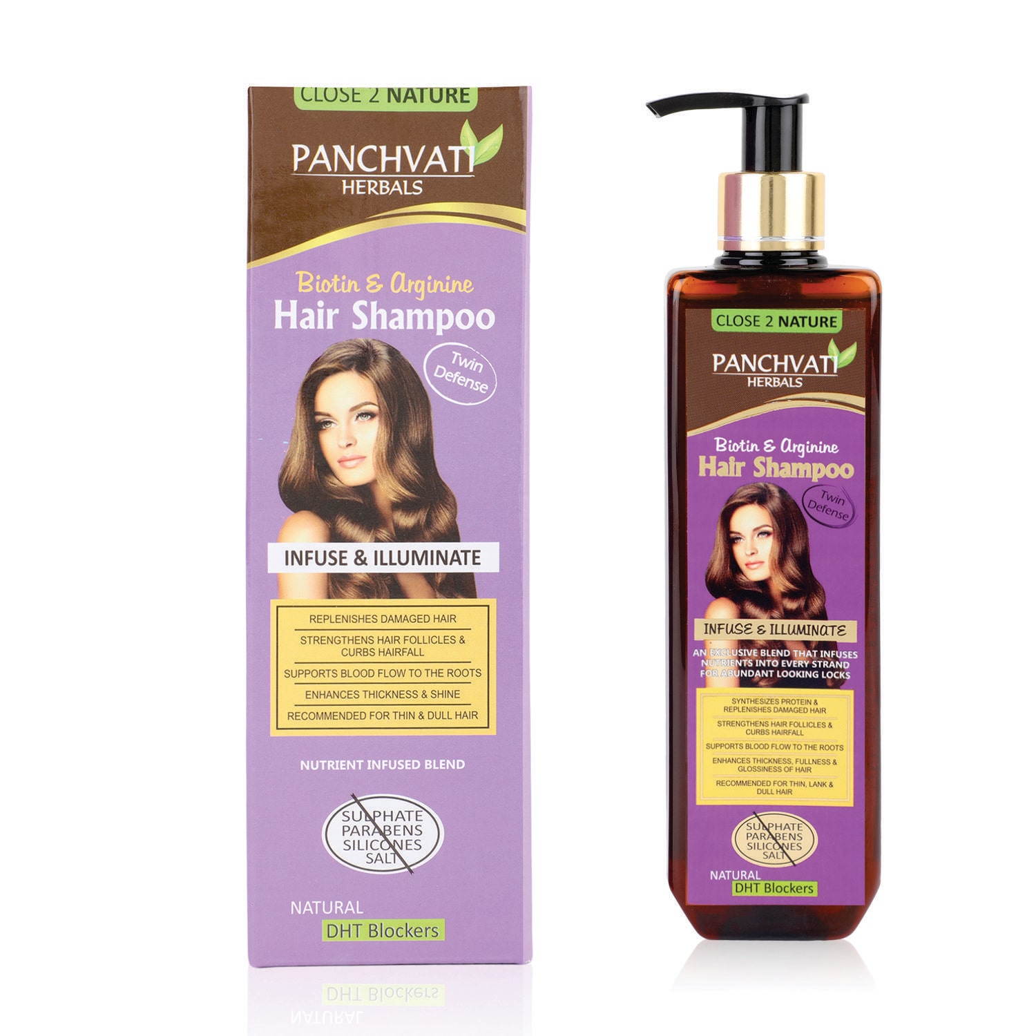 

Panchvati Biotin Arginine Hair Shampoo 300 ml No Sulphate No Parabens No Silicon salt (Replenishes Damaged Hair)