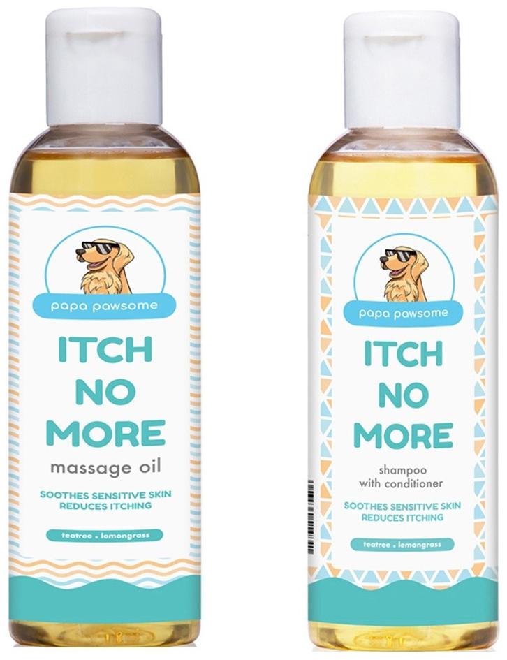 

Papa Pawsome Itch No More Massage Oil 250ml Itch No More Shampoo with Conditioner 250ml Combo