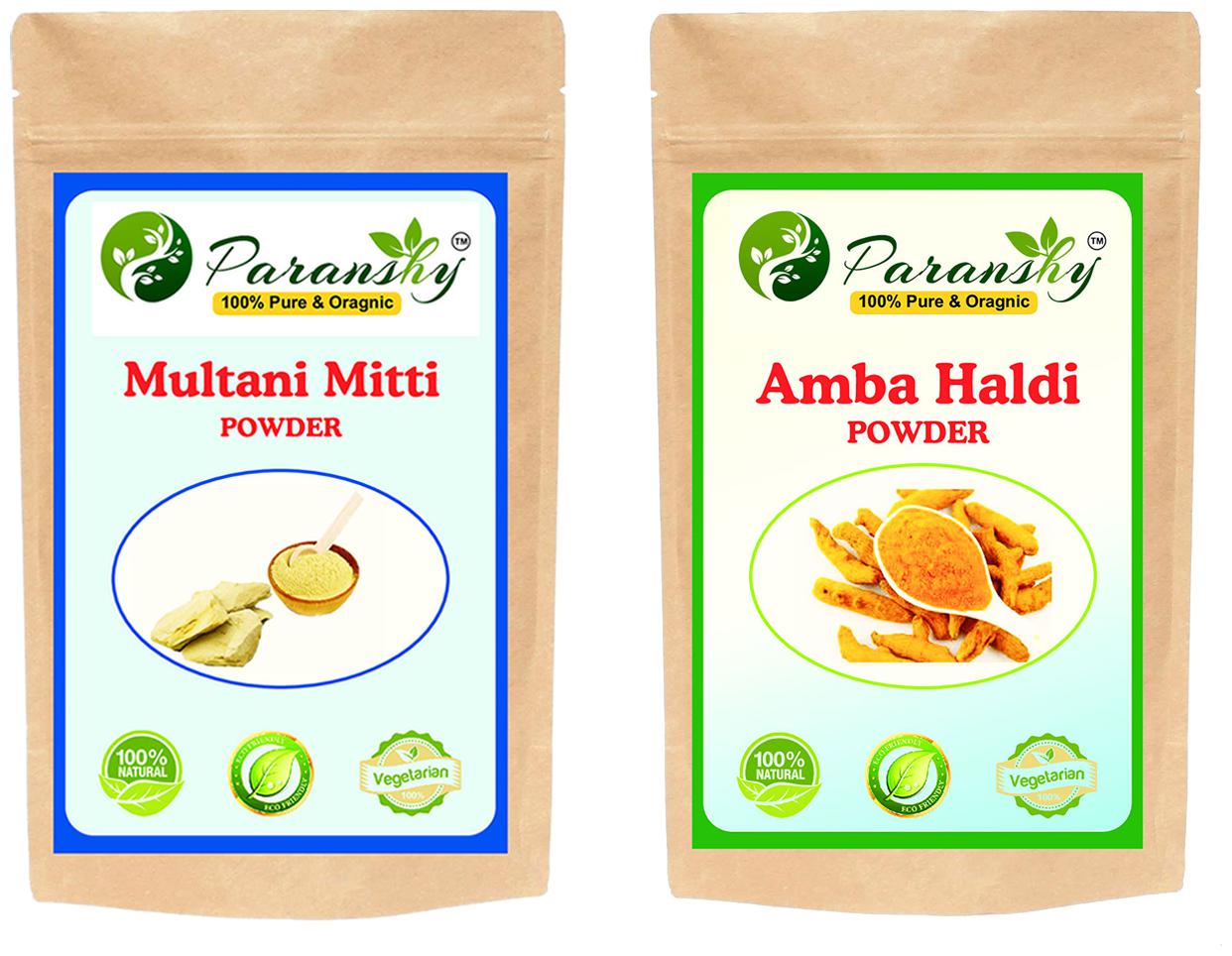 

Paranshy Amba Haldi 200g Multani Mitti 200g Powder Face Pack (Pack Of 2)