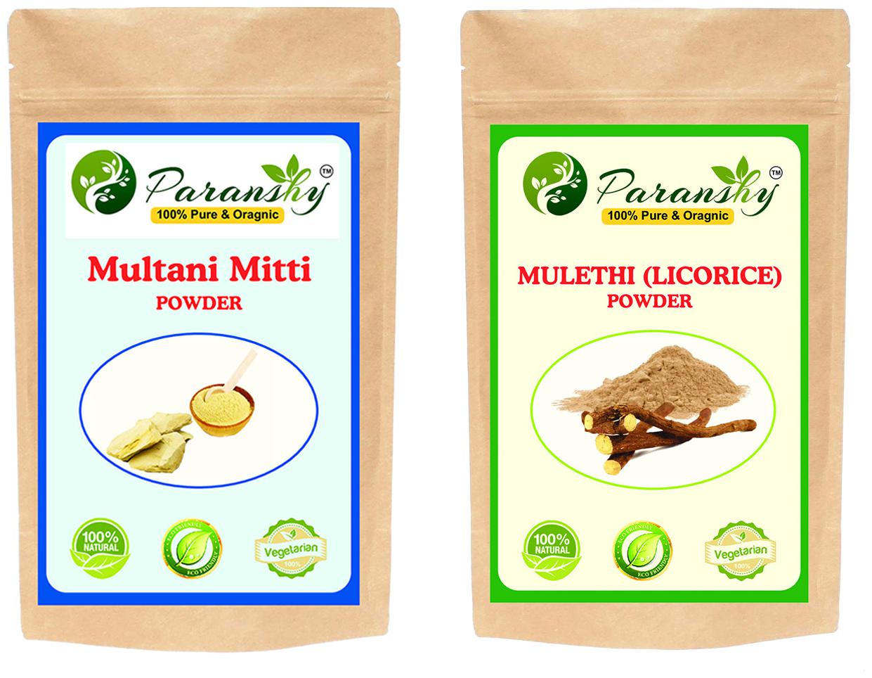 

Paranshy Multani Mitti 200g Mulethi Licorice 400g Powder Face Pack (Pack Of 2)