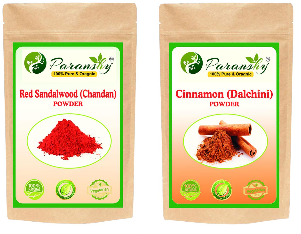 

Paranshy Red Sandalwood 100g Dalchini Cinnamon 300g (Pack of 2)
