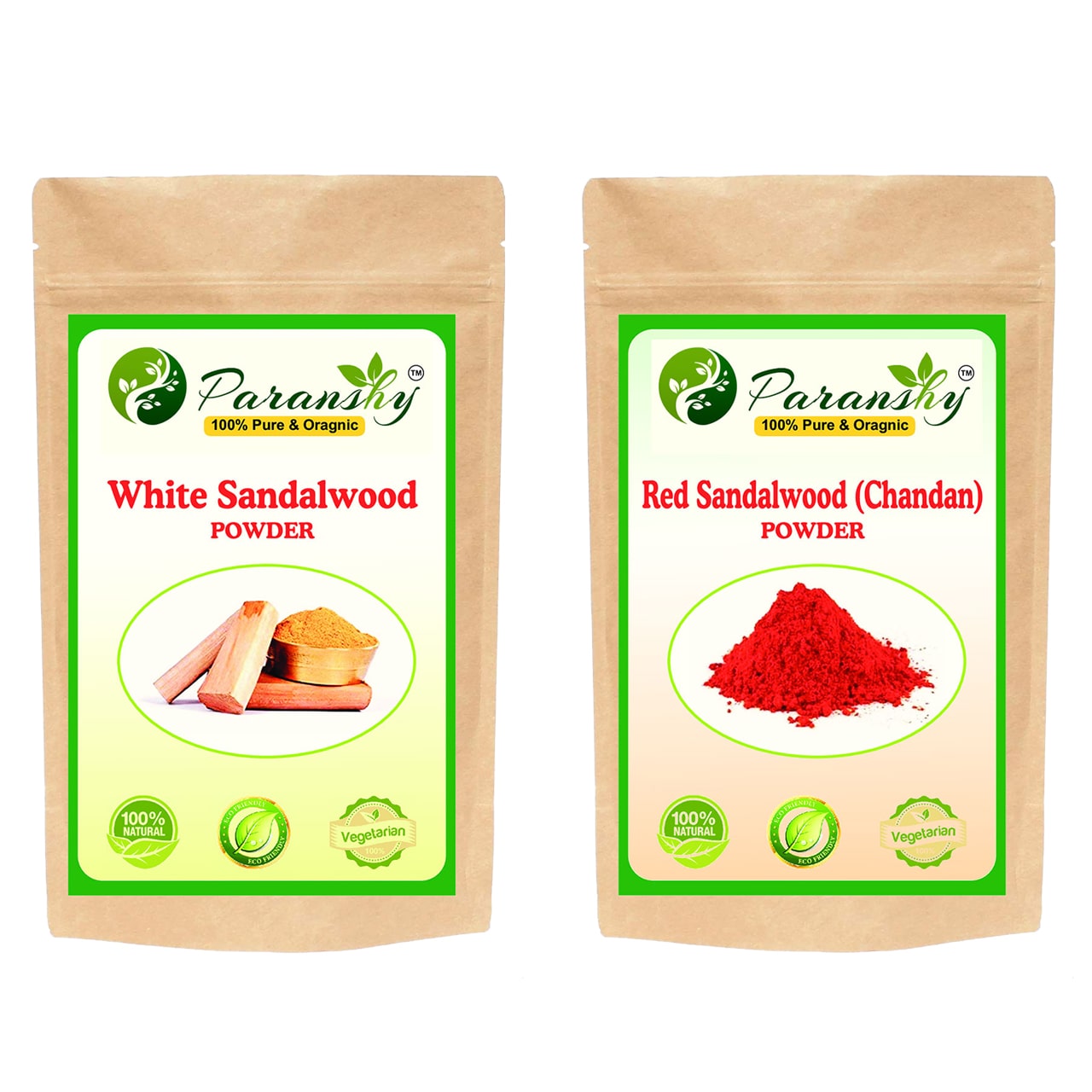 

Paranshy White Sandalwood Chandan 400g Red Sandalwood 200g Powder Face Pack (Pack of 2)