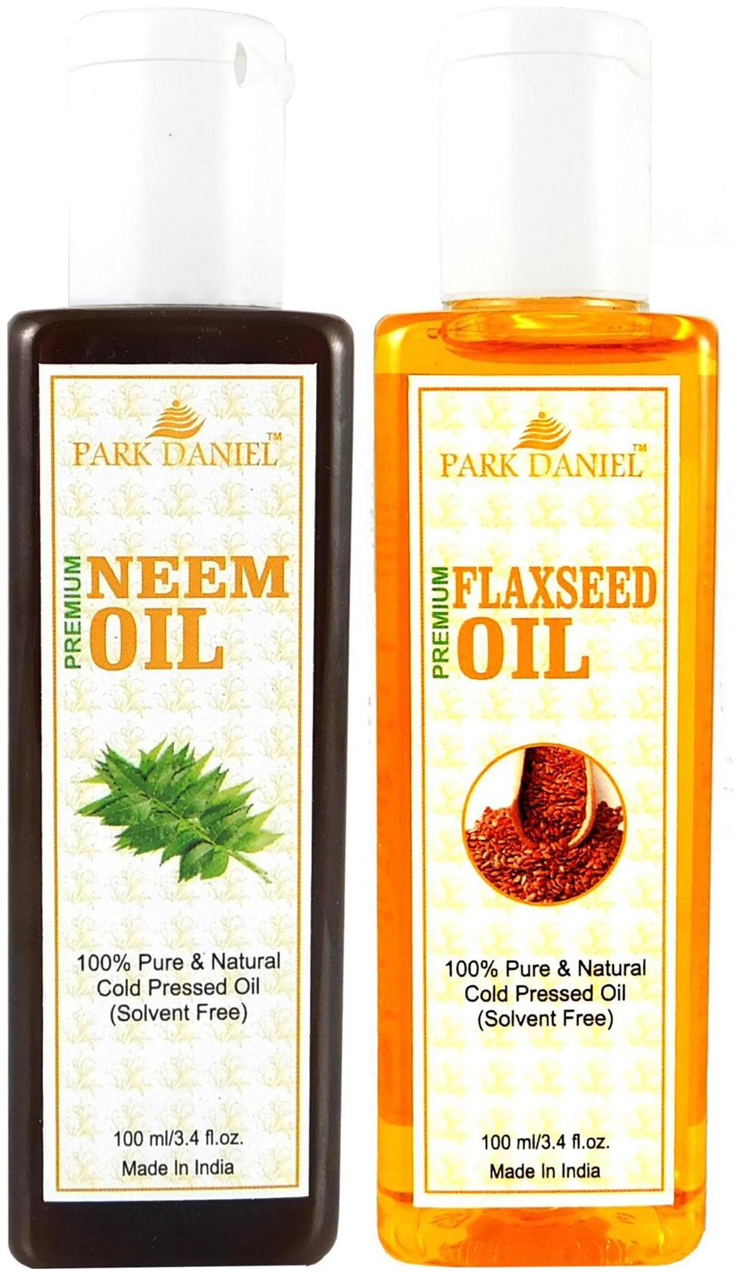 

Park Daniel Premium Flaxseed Oil And Neem Oil Combo Of 2 Bottles Of 100 ml (200 ml )
